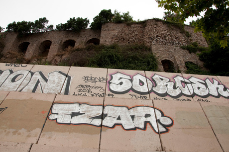 Graffiti muur in Barcelona