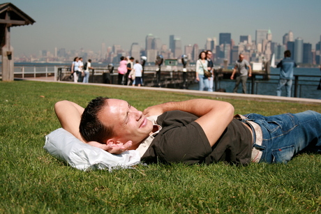 Liberty Island & skyline NY