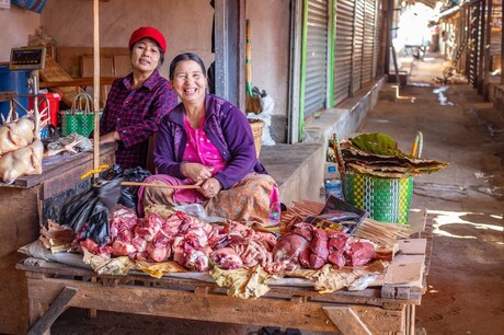 Selling meat in Myanmar