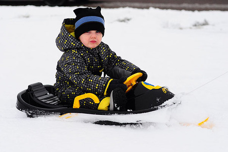 Sneeuwpret op de slee