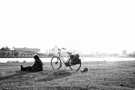 Dronken met zijn fiets