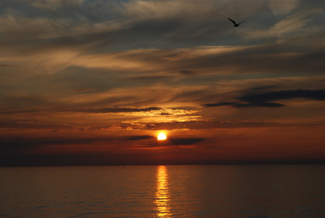 ondergaande zon strand Egmond aan Zee