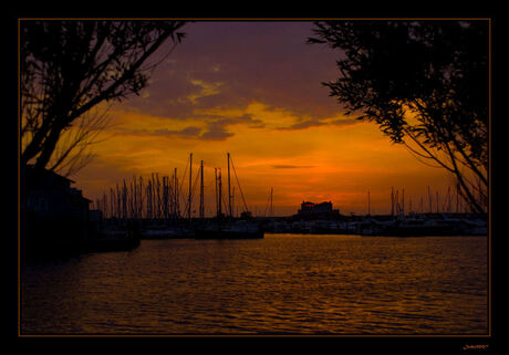 Ondergaande zon Port Zélande