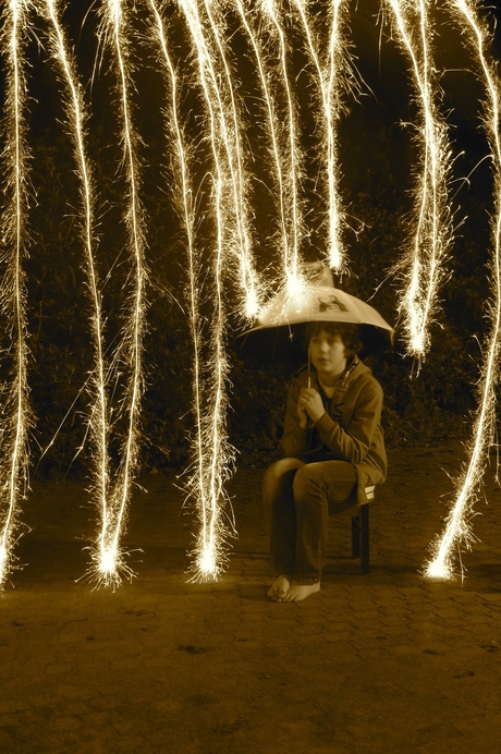 sitting in the rain