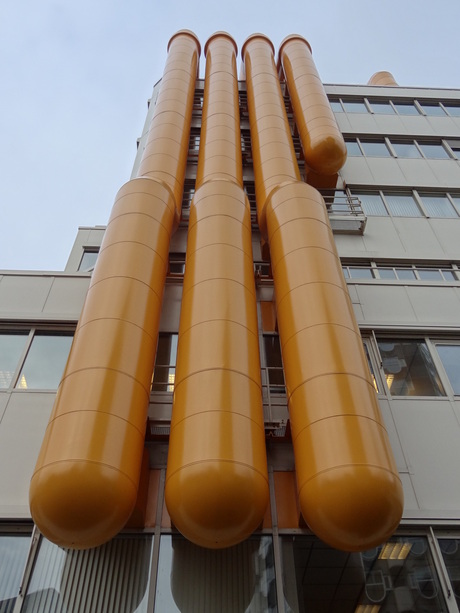 Big yellow things outside the library