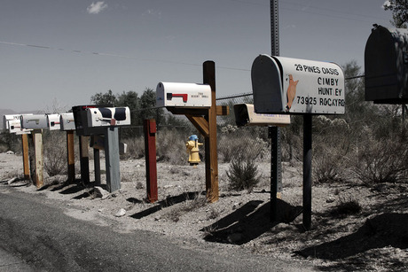 Postboxes along Utah trail in Twentynine Palms, CA
