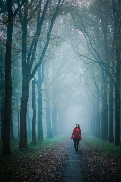 The girl in the red jacket.