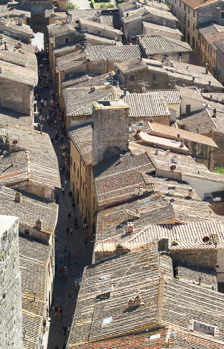 De daken van San Gimignano, Toscane Italie