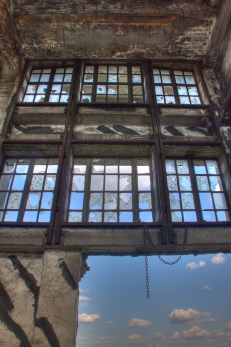 Broken Glass and blue sky