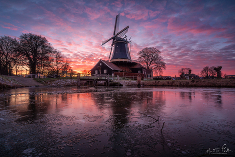 Mill at sunset