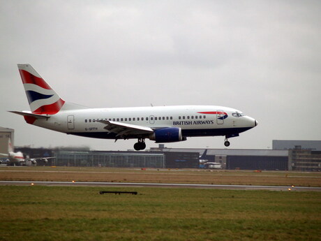 britisch airway net voor de landing