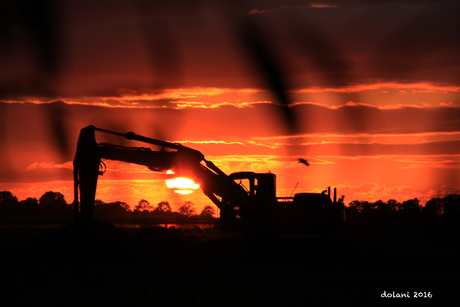 Landbouw monster in the sunset