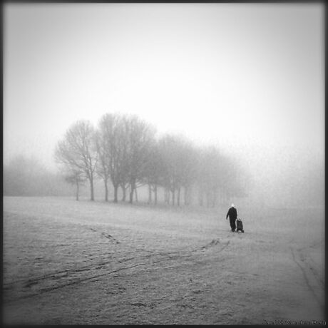 Golfer in de mist