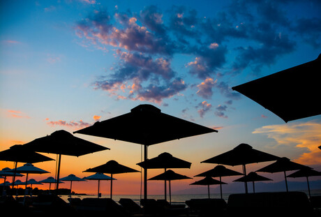 Parasols by sunset