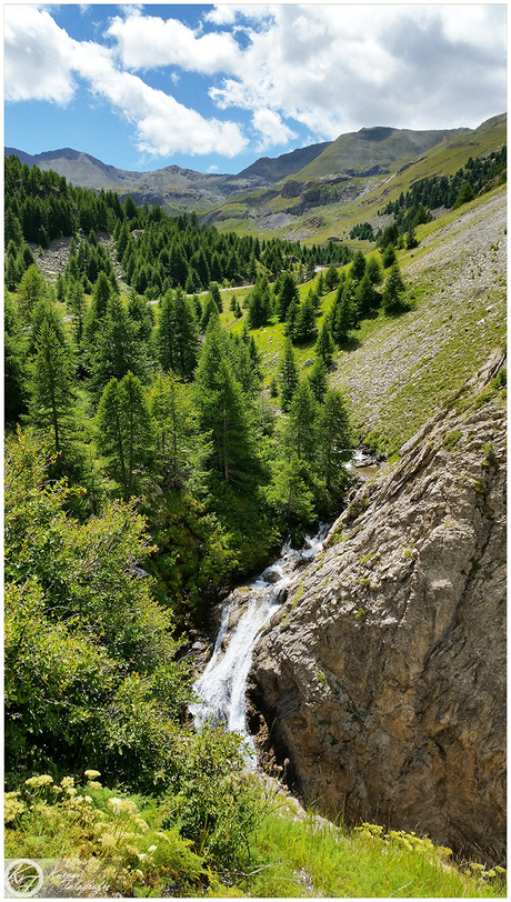 waterfall in the mountains