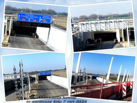 Collage  Bouwproject  Maasdelta tunnel  uitz  ingang noordzijde  fotos  7 mrt 2024  