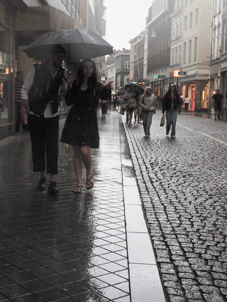 shopping in the rain