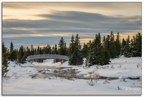 Bridge over half frozen water