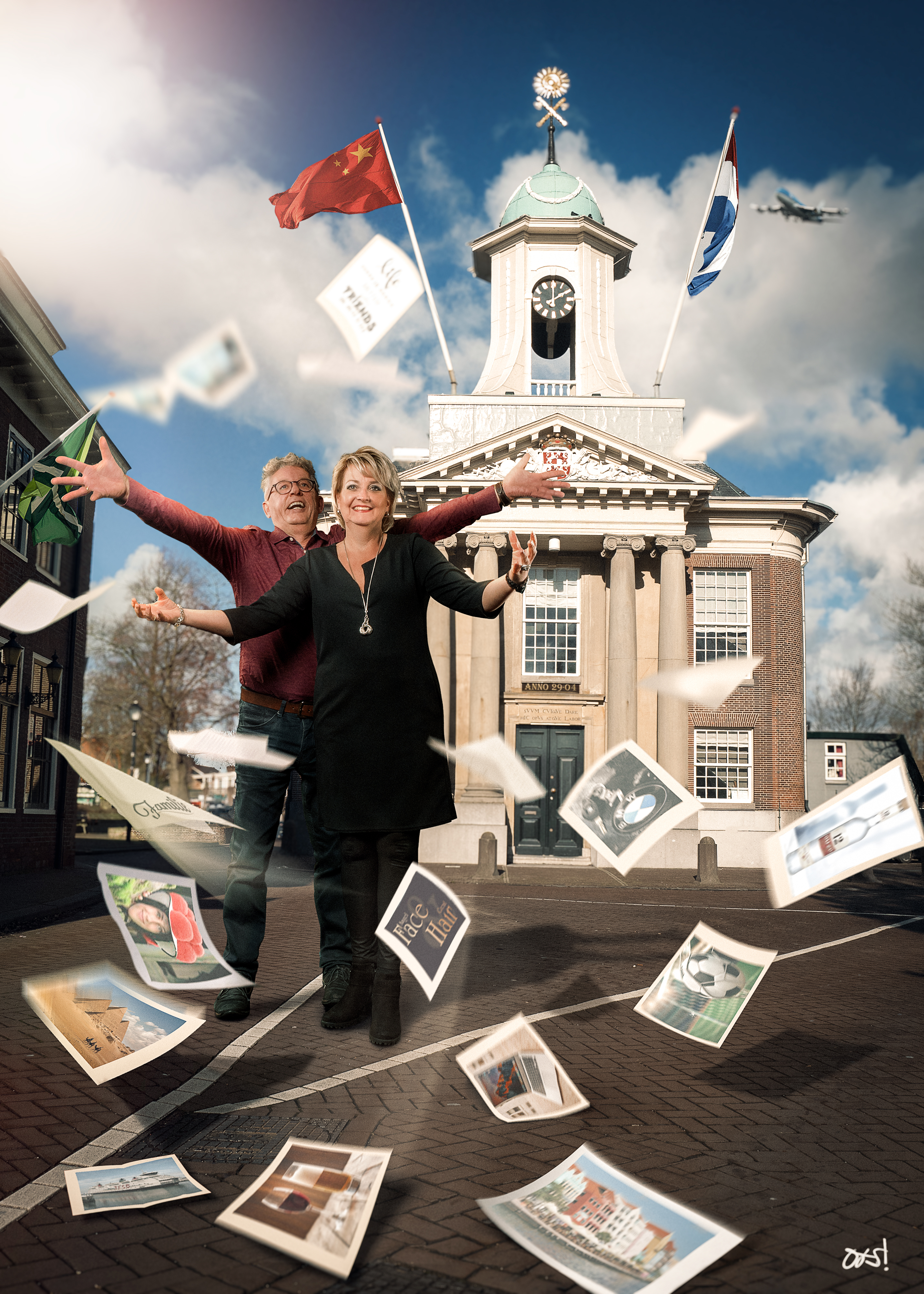 25 jaar getrouwd - Compositing van vrienden die in 2019 25 jaar getrouwd waren. Ze wouden hun herinneringen op a4 papier door de lucht gooien van 25 jaar tot nu.

Binne - foto door photooos op 15-03-2025 - locatie: Westzaan, Nederland - deze foto bevat: glimlach, pak, stropdas