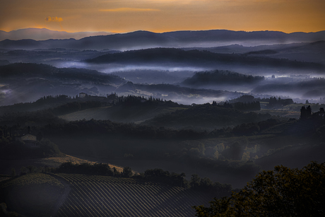 start of a new day in Tuscany