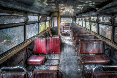 Binnenkant oude bus