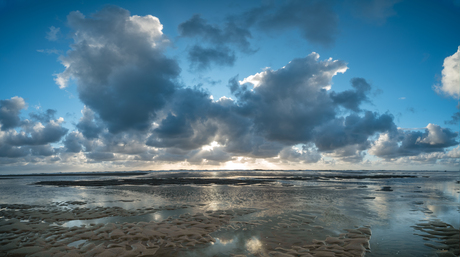 panorama opname van het Noordzee strand