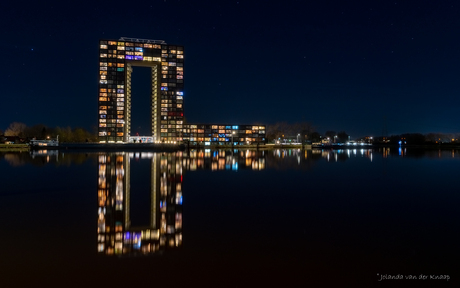 HDR avondfoto  van de Tasmantoren in Groningen