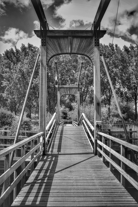 Houten fietsbrug 