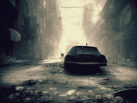 an abandoned car