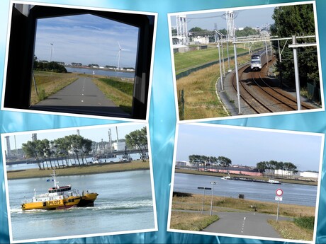 Collage  4 keer uitzicht vanaf de Paardenbrug  H v H  Metro spoor 15 aug 2025  