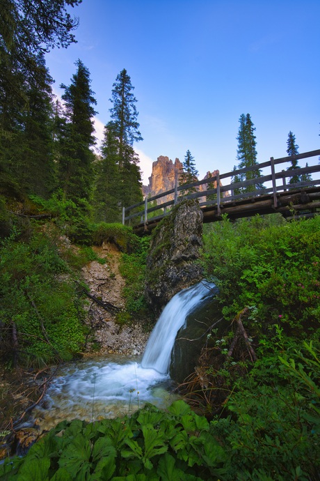 Zonsondergang over de waterval