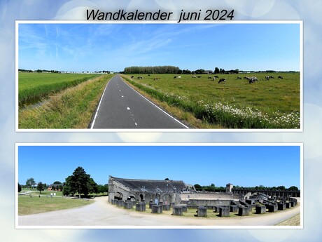 Collage  WAND KALENDER  2024  maand  Juni  Snel panos  de Lier  en Zanten  duitsland 