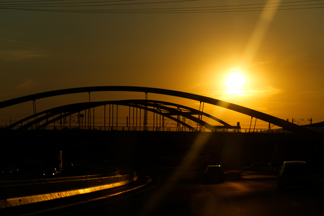 Sunset on the highway