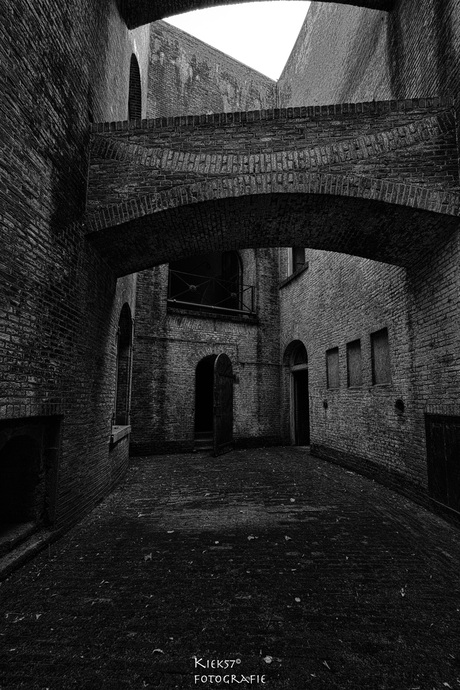 Fort Honswijk in zwart-wit