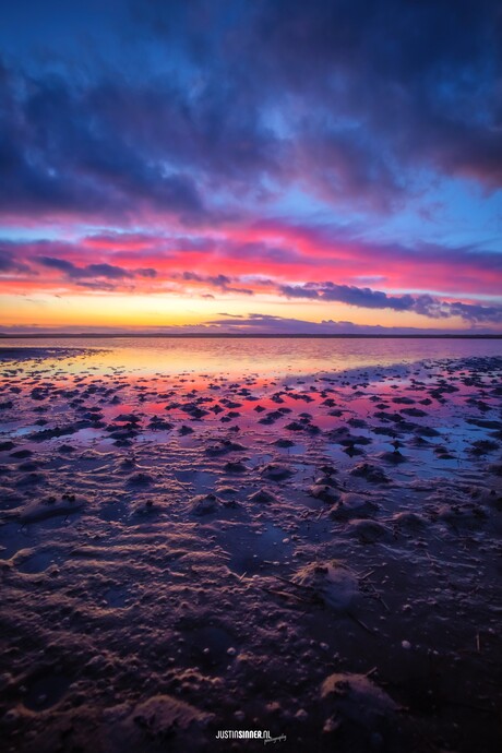 Zonsondergan in de Slufter op Texel.