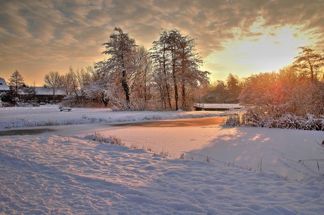 Schemering in Sneeuw Landschap