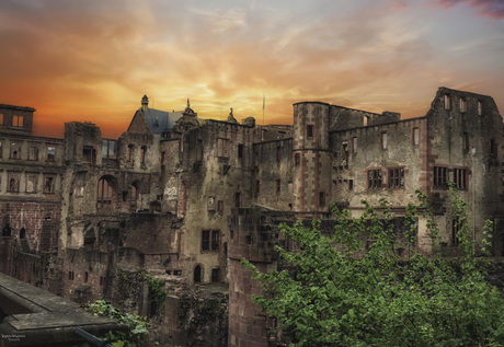 Zonsondergang op kasteel Heidelberg