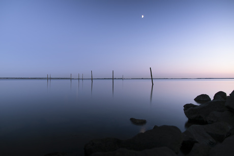 Sunset, moonrise 