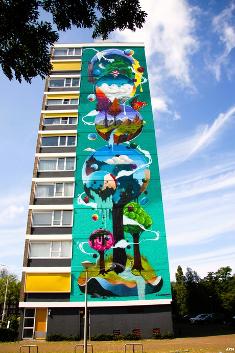Kunst op de zijkant van een flat 