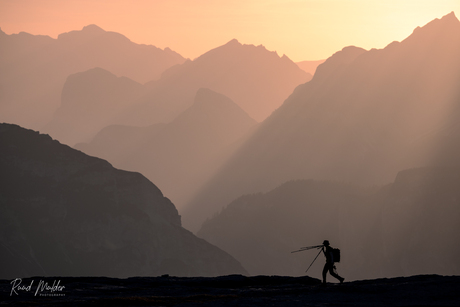 Eenzame fotograaf in de Dolomieten