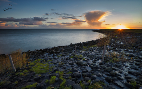 Zonsopkomst aan het IJsselmeer