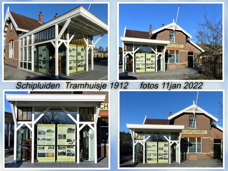 Collage  Schipluiden oude Tramstation met Nieuwe Luifel 11 jan 2022
