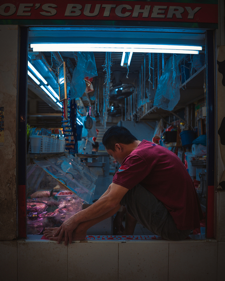 Man in window