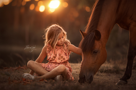 Romantische paardenfotografie - meisje met haar pony