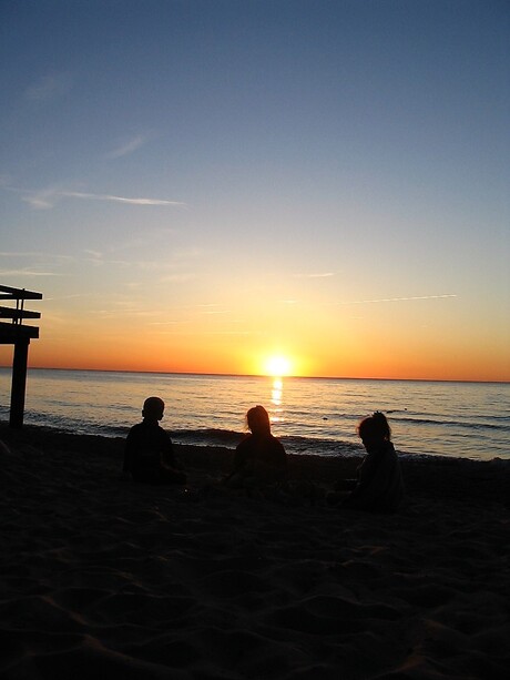 Playing at sunset