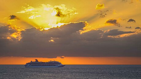 ship during sunset