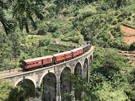 Train passing over bridge