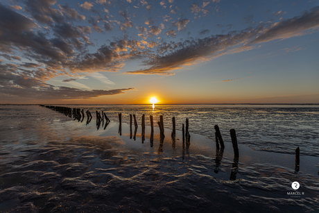 Wadden vlak voor zonsondergang