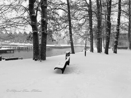 Bankje in de sneeuw