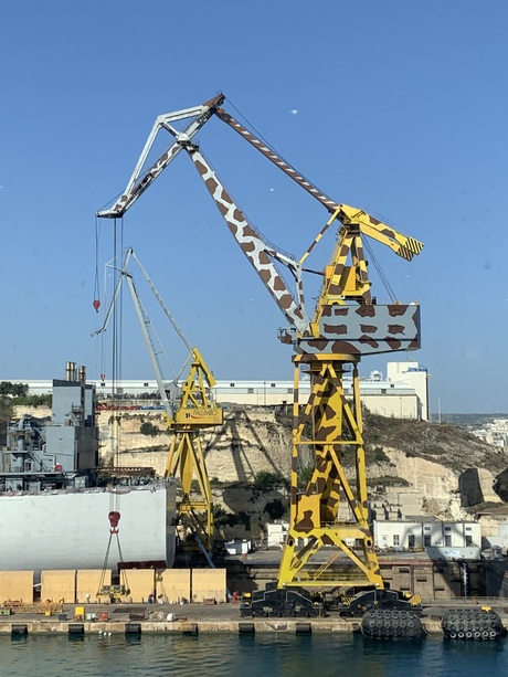 Hijskraan als giraf. 